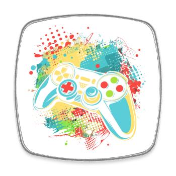 Manette de jeu - Magnet carré - blanc - Devant