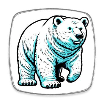 Ours blanc - Magnet carré - blanc - Devant