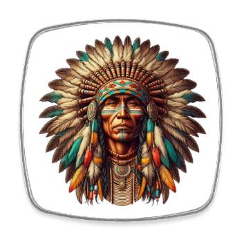 Amerikanischer Indianer Amerikaner - Viereckiger Kühlschrankmagnet - Weiß - Vorne