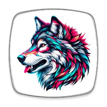 Wolf - Viereckiger Kühlschrankmagnet - Weiß - Vorne