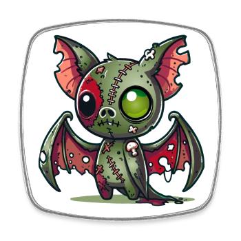 Creepy Zombie Bat for Halloween Fun - Square fridge magnet - white - Front