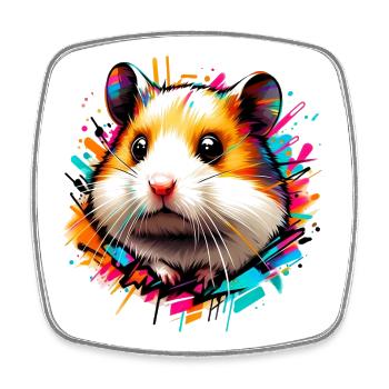 Hamster - Viereckiger Kühlschrankmagnet - Weiß - Vorne