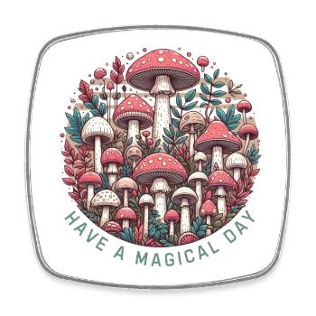 Champignon - Magnet carré - blanc - Devant