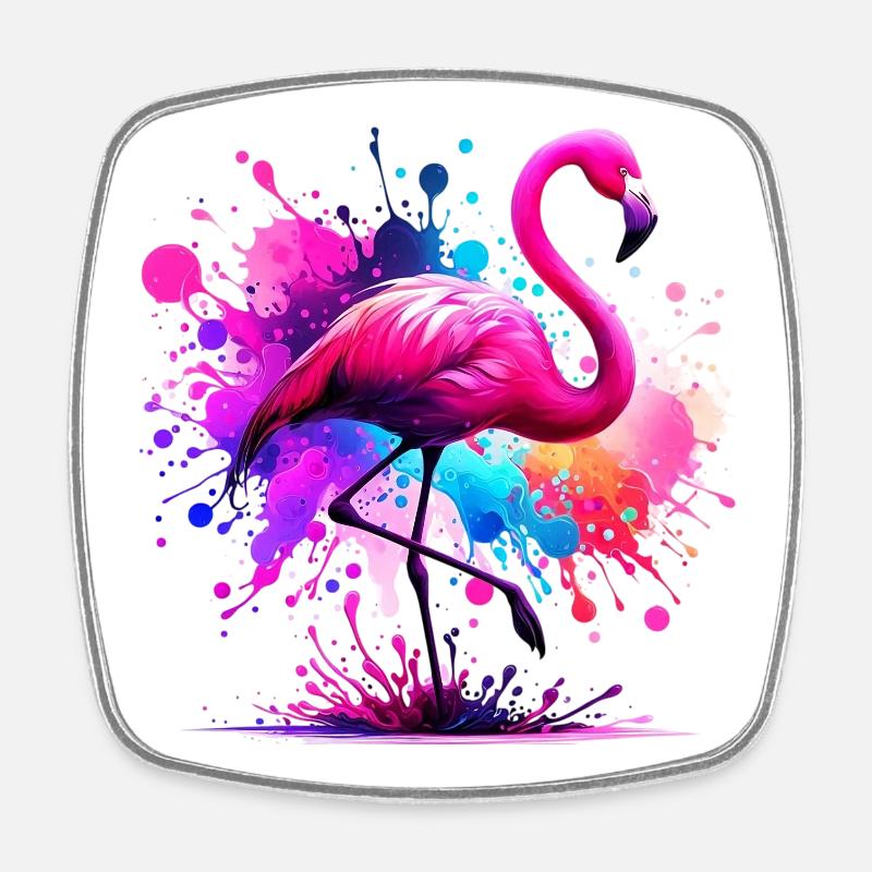 Flamingo - Viereckiger Kühlschrankmagnet - Weiß