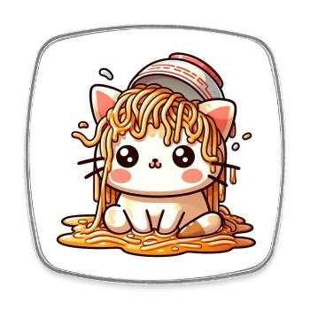 Ramen Cat-Geschmack! Die Ramen-Katze - Viereckiger Kühlschrankmagnet - Weiß - Vorne