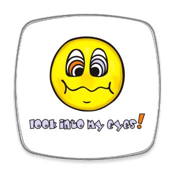 Hypnose - gelbes Gesicht - Lustiges Emoticon  - Viereckiger Kühlschrankmagnet - Weiß - Vorne