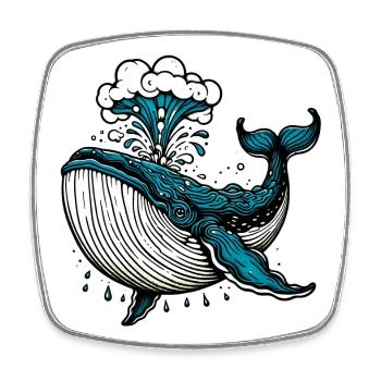 Whale - Square fridge magnet - white - Front