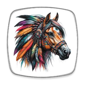Indianerpferd Amerikanische Rothaut - Viereckiger Kühlschrankmagnet - Weiß - Vorne