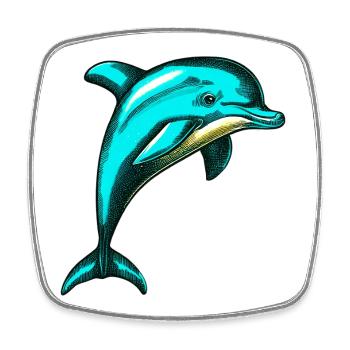 Delfin - Viereckiger Kühlschrankmagnet - Weiß - Vorne
