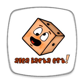 Die Würfel sind gefallen - Lustiges Emoticon  - Viereckiger Kühlschrankmagnet - Weiß - Vorne