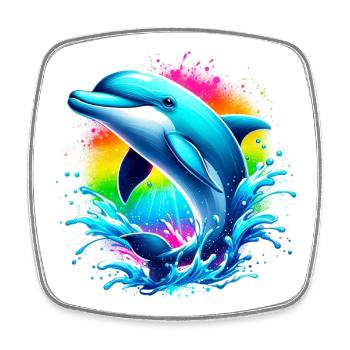 Delfin - Viereckiger Kühlschrankmagnet - Weiß - Vorne