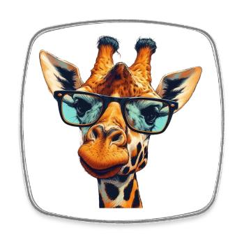 Giraffe mit Brille - Viereckiger Kühlschrankmagnet - Weiß - Vorne