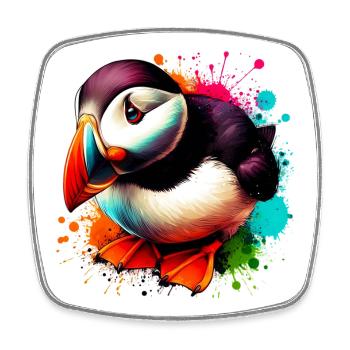 Puffin - Square fridge magnet - white - Front