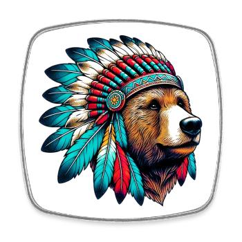 Ours amérindien Peaux-rouges d’Amérique - Magnet carré - blanc - Devant