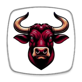 Stier - Viereckiger Kühlschrankmagnet - Weiß - Vorne