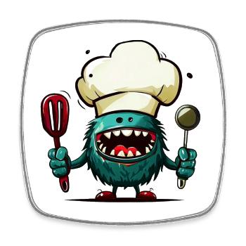 Alien Extraterrestrial Martian Cook Chef - Square fridge magnet - white - Front