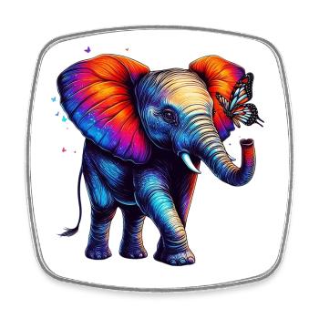 Éléphant et papillon - Magnet carré - blanc - Devant