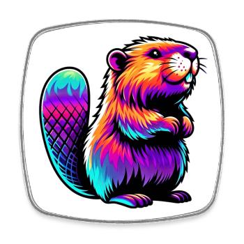 Beaver - Square fridge magnet - white - Front