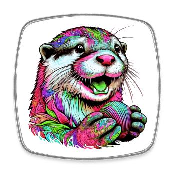 Otter - Viereckiger Kühlschrankmagnet - Weiß - Vorne