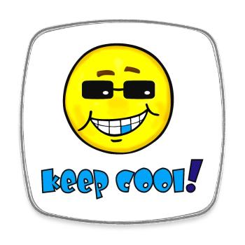 Keep cool - Funny emoticon with sunglasses - Square fridge magnet - white - Front
