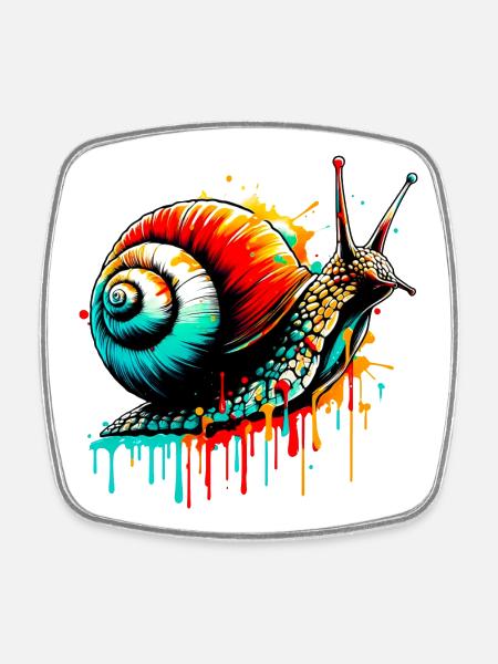 Escargot - Magnet carré - blanc