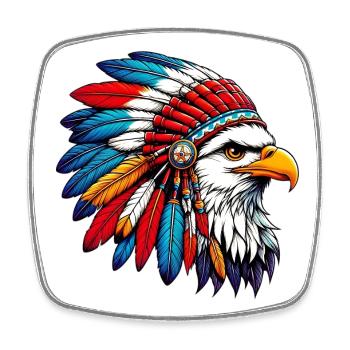 Aigle amérindien Peaux rouges américaines - Magnet carré - blanc - Devant