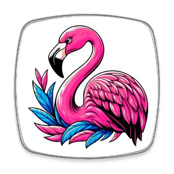 Flamingo - Viereckiger Kühlschrankmagnet - Weiß - Vorne