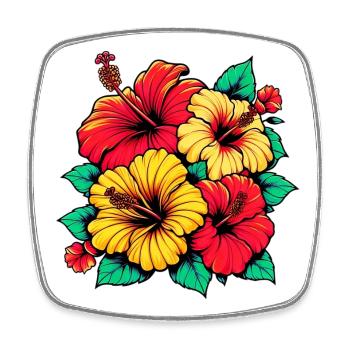 Hibiscus Flowers - Square fridge magnet - white - Front