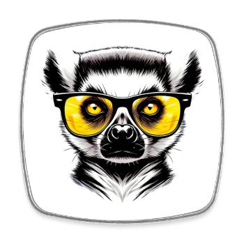 Lémurien avec lunettes de soleil - Magnet carré - blanc - Devant