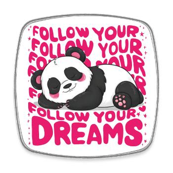 Panda - Follow your dreams - Viereckiger Kühlschrankmagnet - Weiß - Vorne