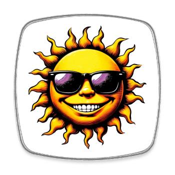 Sun with Sunglasses - Square fridge magnet - white - Front