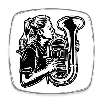 Tuba Girl - Square fridge magnet - white - Front