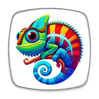 Caméléon - Magnet carré - blanc - Devant