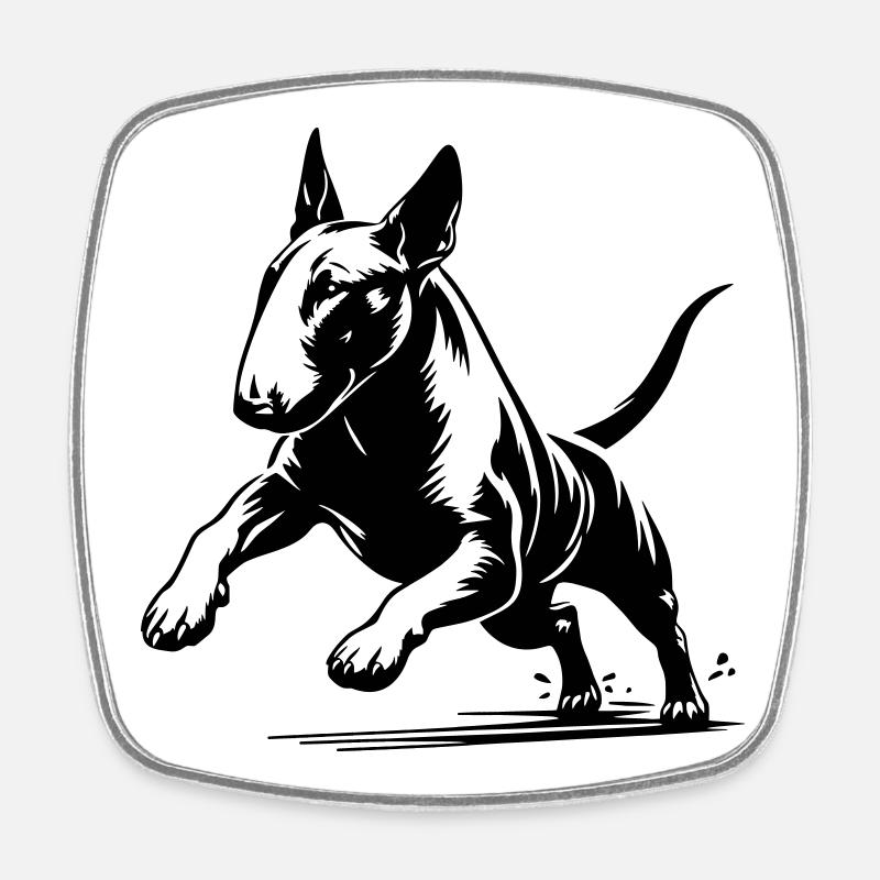 Bullterrier - Viereckiger Kühlschrankmagnet - Weiß