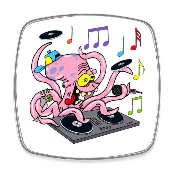 Deejay Octopus - Square fridge magnet - white - Front