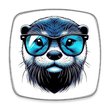 Otter - Viereckiger Kühlschrankmagnet - Weiß - Vorne