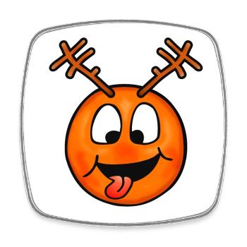 Lustiges verrücktes Hirsch Emoticon - Viereckiger Kühlschrankmagnet - Weiß - Vorne