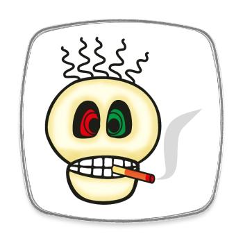 Smoking Is Toxic - Skull Emoticon - Square fridge magnet - white - Front