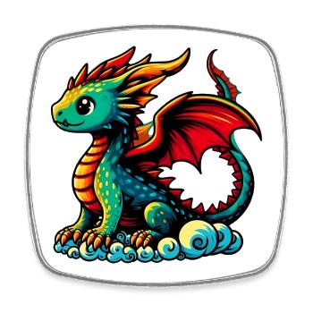 Drache - Viereckiger Kühlschrankmagnet - Weiß - Vorne