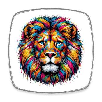 Lion - Magnet carré - blanc - Devant
