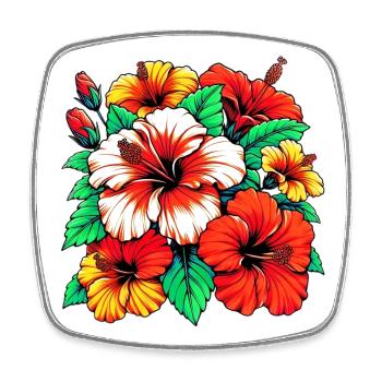 Hibiscus Flowers - Square fridge magnet - white - Front