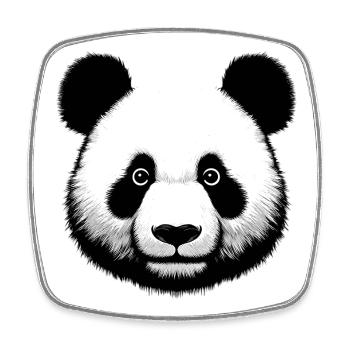 Panda - Viereckiger Kühlschrankmagnet - Weiß - Vorne