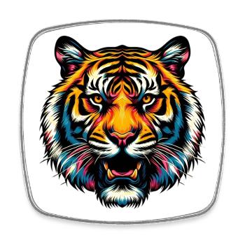 Tiger - Square fridge magnet - white - Front