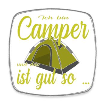 Ich bin Camper - Viereckiger Kühlschrankmagnet - Weiß - Vorne