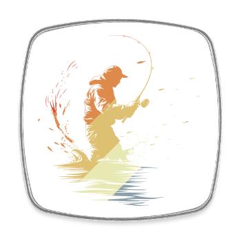 Graphique de pêcheur vintage - Magnet carré - blanc - Devant