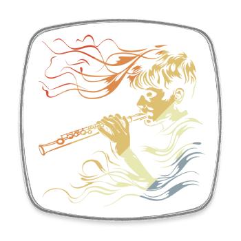 Flute Boy Drawing Vintage - Square fridge magnet - white - Front