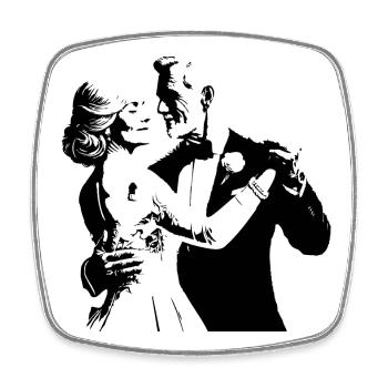 Couple de mariés - Magnet carré - blanc - Devant