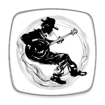 Banjo Player Drawing - Square fridge magnet - white - Front