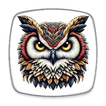 Hibou - Magnet carré - blanc - Devant