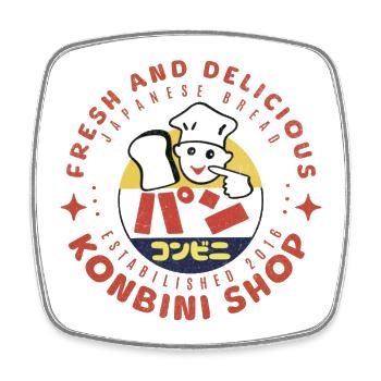 I Love Konbini Bread - Square fridge magnet - white - Front